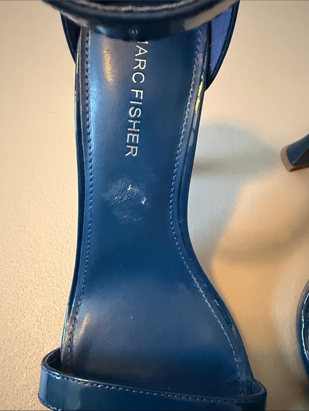 Marc Fisher Navy Patent Ankle-Strap Heels - Picture 4 of 9